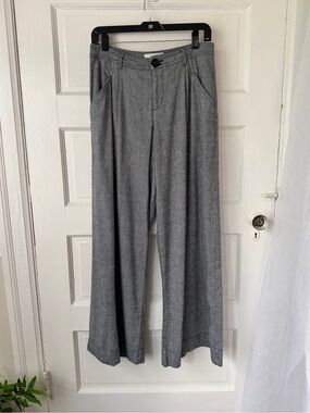 Anthropologie Linen Blend Wide Leg Low Rise Pants Relaxed Fit Minimalist Boho